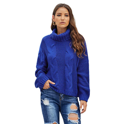 Loose Fit High Neck Knit Sweater for Women