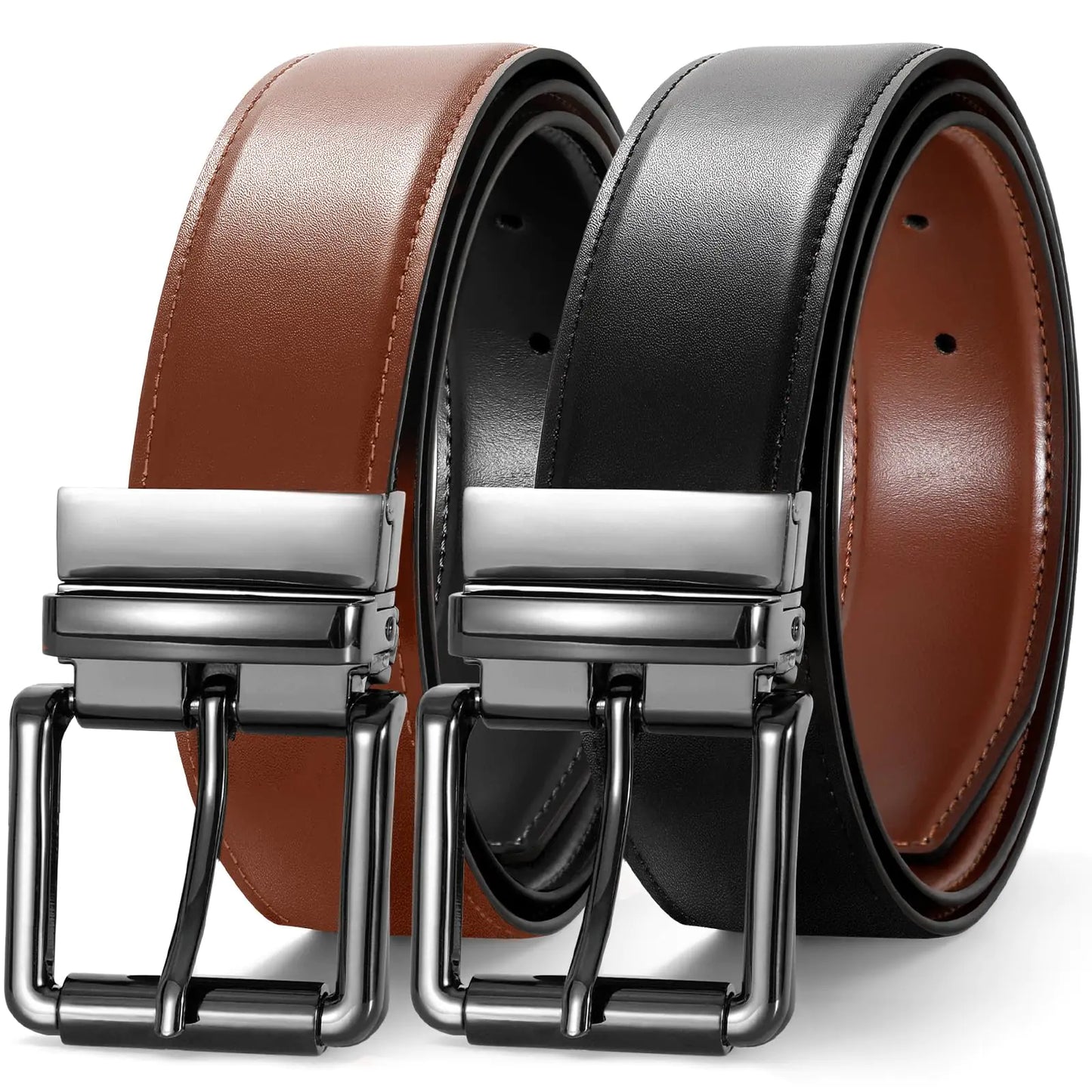 JASGOOD Mens Belt Reversible Leather Belts for Men for Dress Pants One Reverse For 2 Sides Casual Belt