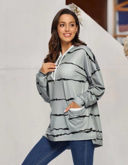 Women's Hooded Striped Long Sleeve Sweater