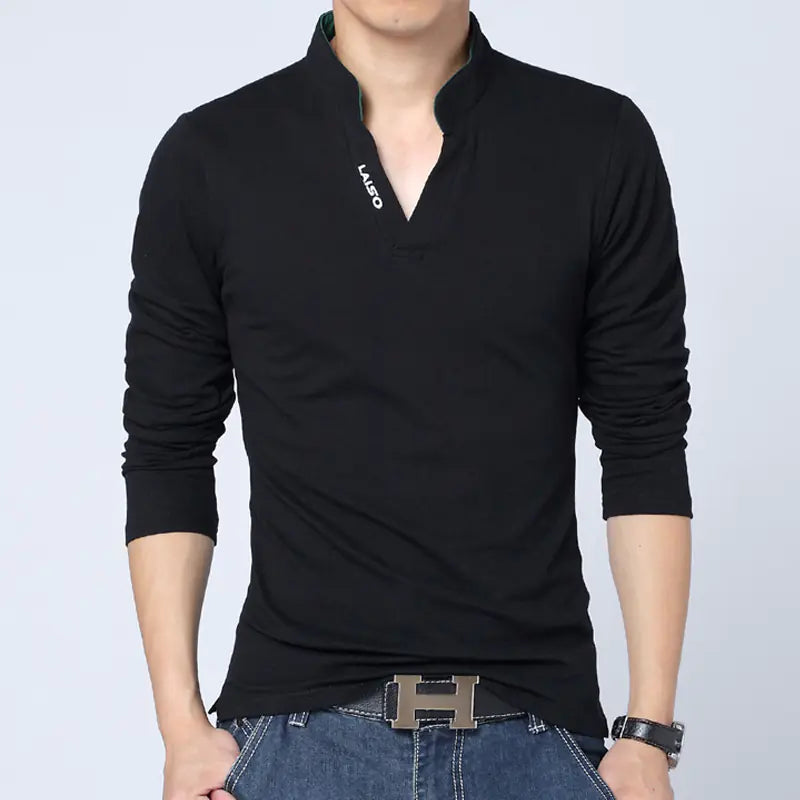 Solid Color V-Neck Casual T-Shirt