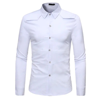 Men's Casual Long Sleeve Shirt with Unique Shoulder Design