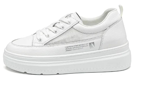 White Sports Platform Running Sneakers