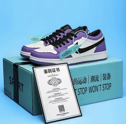 Pure White Dunk AJ1 Low Basketball Shoes for Couples