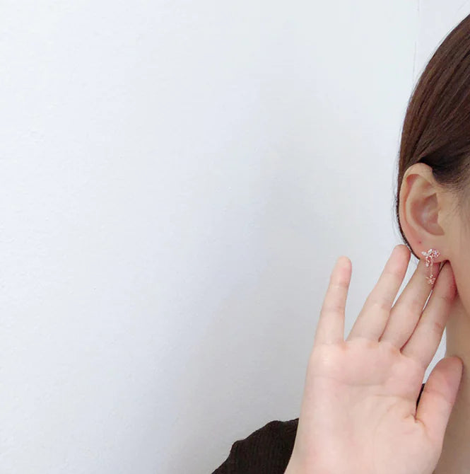 Pink Butterfly Rhinestone Elegant Earrings