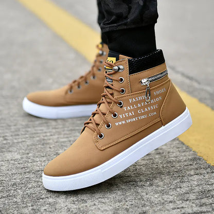 Men's High-Top Canvas Shoes - Stylish Casual Sneakers