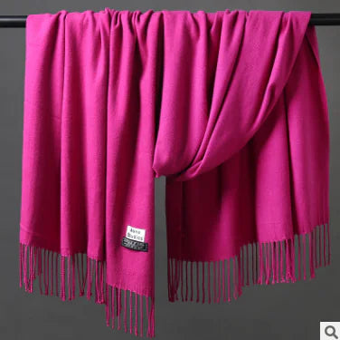 Autumn Winter Tassel Faux Cashmere Scarf for Women