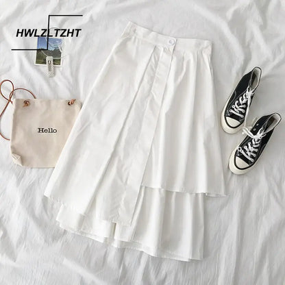 חצאית A-גזרה גבוהה בצבע אחיד, חצאית מידי רב-תכליתית