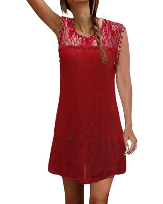 Elegant White Lace Sleeveless Dress