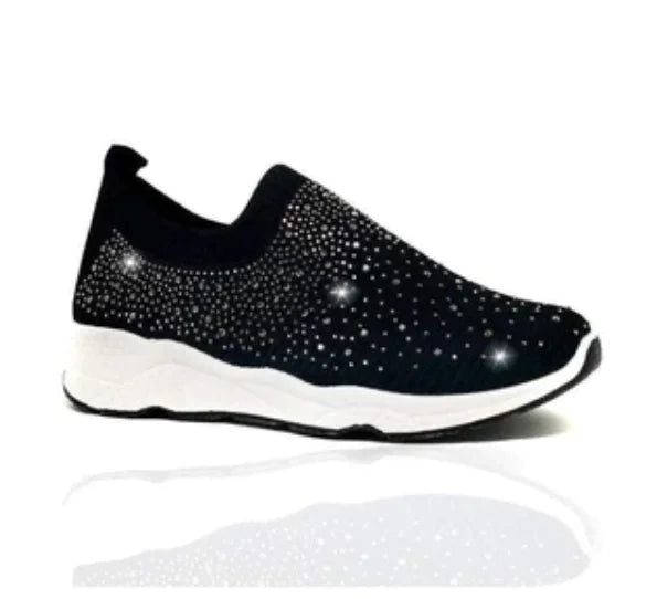 Spring Rhinestone Flat Shoes for Women, Sock Style