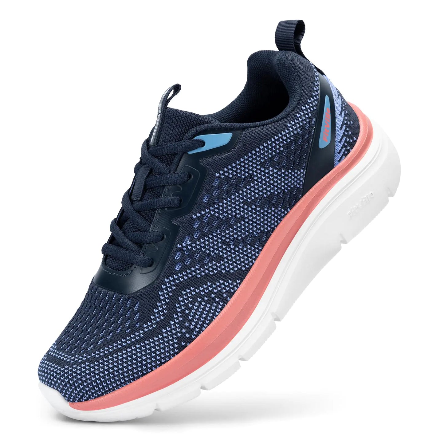 FitVille Womens Walking Shoes Wide Width Sneakers Wide Shoes for Women Foot Pain Relief - Cloud Walker V8 (10.5 Wide Navy Blue with Dark Pink)