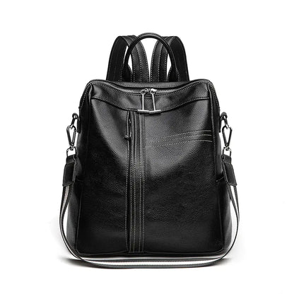 Stylish Women's Soft Leather Backpack - Large Capacity