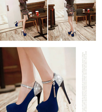 נעלי עקב גבוהות לנשים - נעלי כלה עם סטילטו עמידות למים