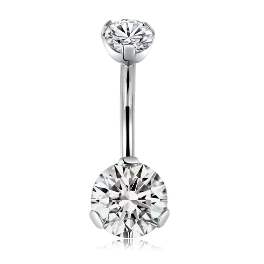 FUNLMO Titanium Belly Button Rings Belly Piercing Jewelry 14G Belly Rings for Women Belly Piercings Navel Rings Navel Jewelry Navel Barbell Stud Double Cube Zircon Inlaid Internally Threaded