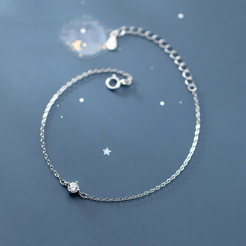 Korean Style Simple S925 Silver Bracelet for Women