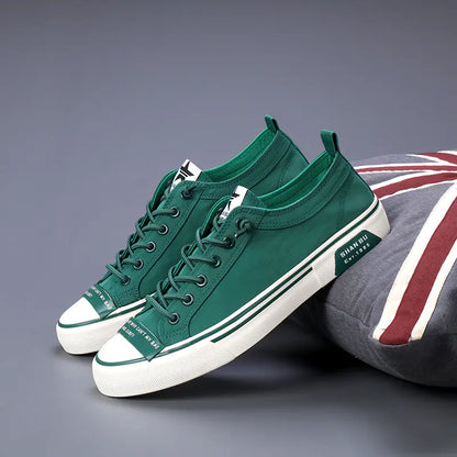 Men's Casual Lace-Up Flat Canvas Shoes - Trendy Style
