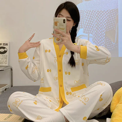 Lightweight Cotton Postpartum Nursing Pajamas Set