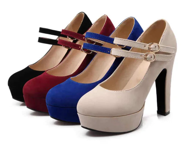 Elegant Suede High Heels with Platform - F305