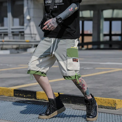 Trendy Men's Functional Style Brand Overalls Shorts
