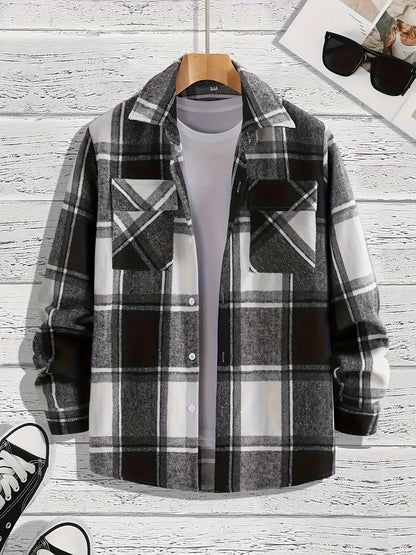 Men's Versatile Casual Plaid Coat Shirt