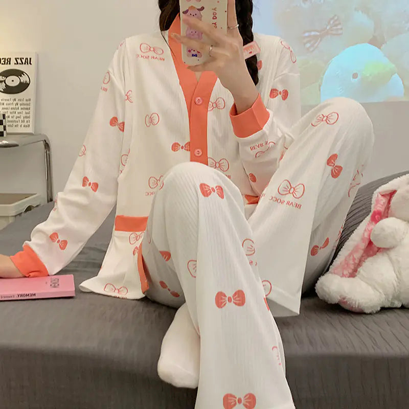 Lightweight Cotton Postpartum Nursing Pajamas Set