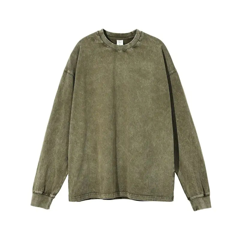 Ribbed Sleeve Solid Blank T-Shirt