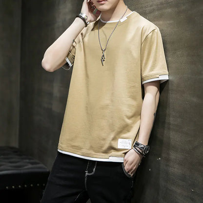 Stylish Men's Summer Two-Piece Spliced Pullover T-shirts