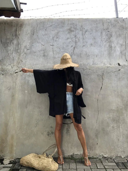 Short Cardigan Casual Beach Sunscreen Shirt for Ladies