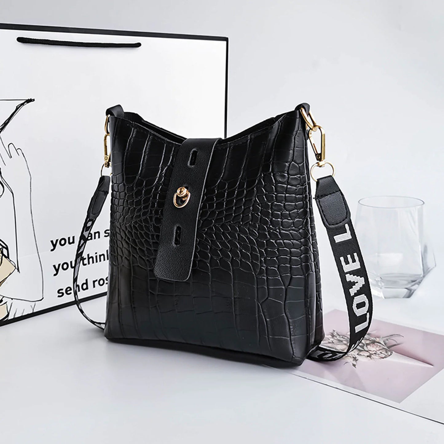 Luxury Crocodile Leather Crossbody Bag for Women