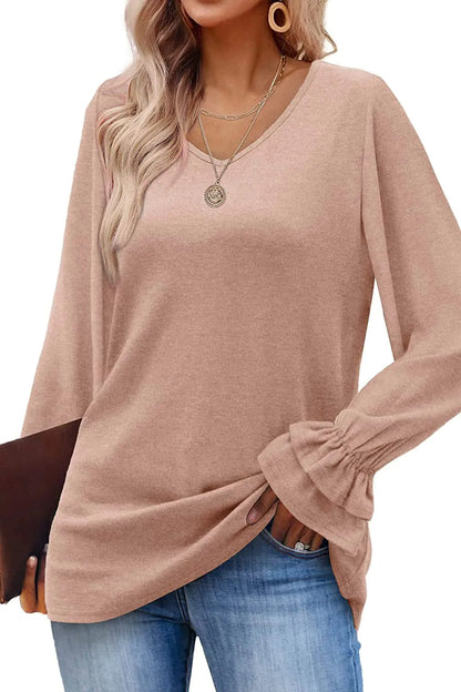 Solid Color Long Sleeve T-Shirt Top