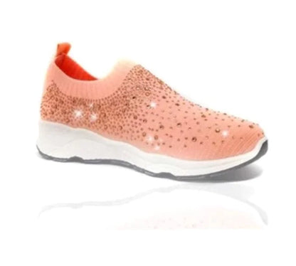 Spring Rhinestone Flat Shoes for Women, Sock Style