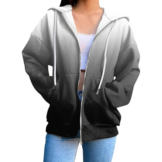 JiXiang Womens Zip Up Hoodies Lightweight Long Sleeve Sweatshirt Comfy Soft 2024 Fashion Fall Jackets for Women with Pockets