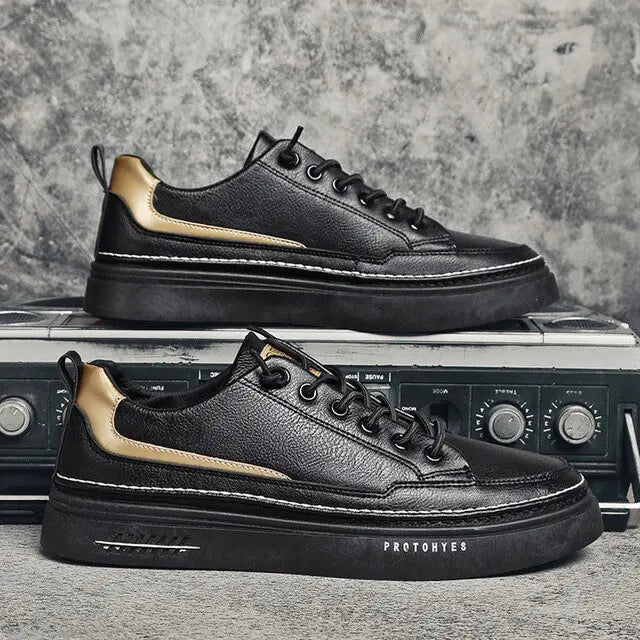 Trendy Men's Leather Sports Shoes for Summer Casual Wear