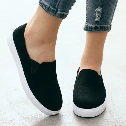 Leopard Print Canvas Shoes, Slip-On Loafers, Large Size