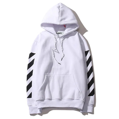 Off-White Fleece Hoodie with Striped Print for Fall/Winter