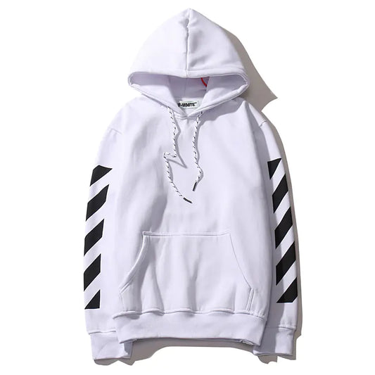 Off-White Fleece Hoodie with Striped Print for Fall/Winter