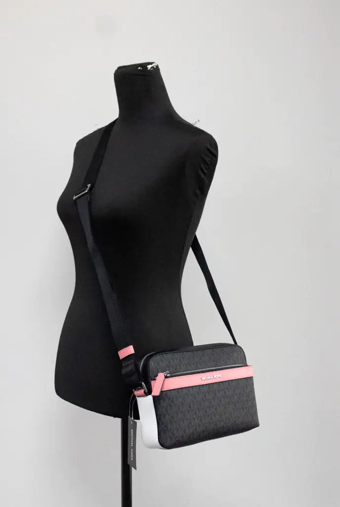 Michael Kors Cooper Small Black Pink Utility Crossbody Bag