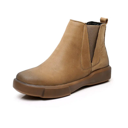 Retro Large Size Women's Beef Tendon Sole Short Boots