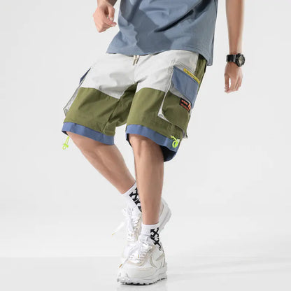 Trendy Men's Functional Style Brand Overalls Shorts