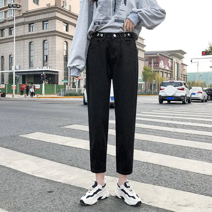 Loose Wide-Leg Cropped Casual Trousers