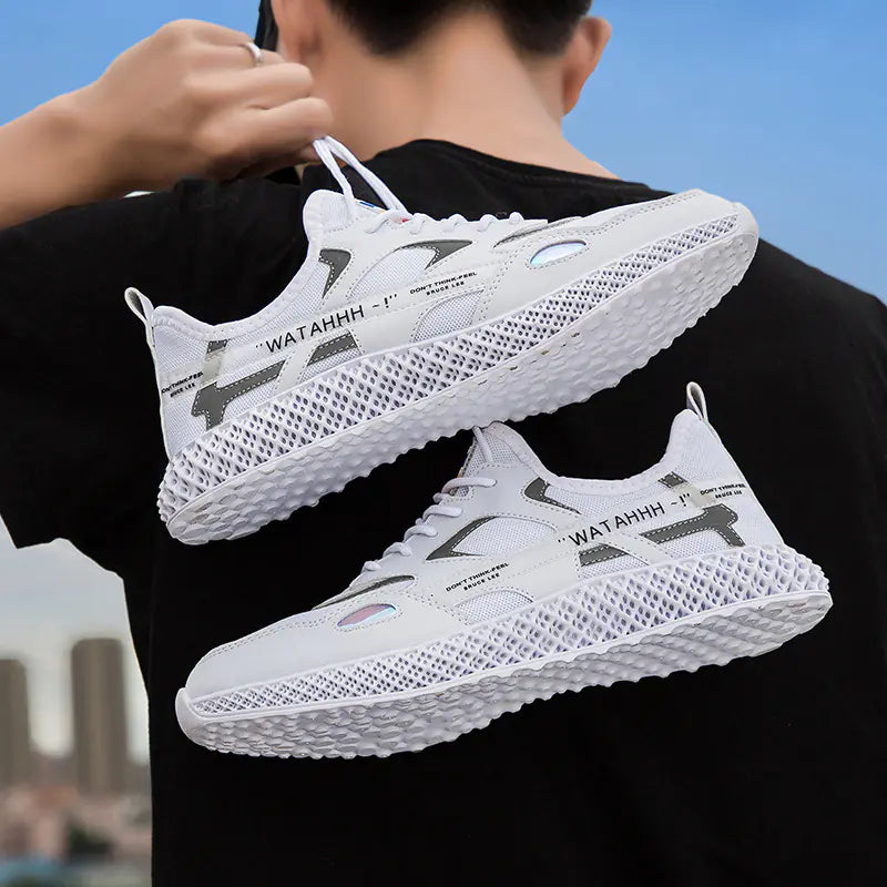 Breathable Casual White Sneakers for Men