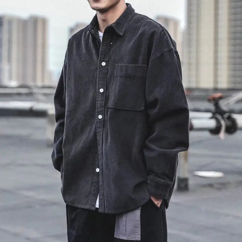 Retro Korean Casual Polyester Men's Daily Shirt