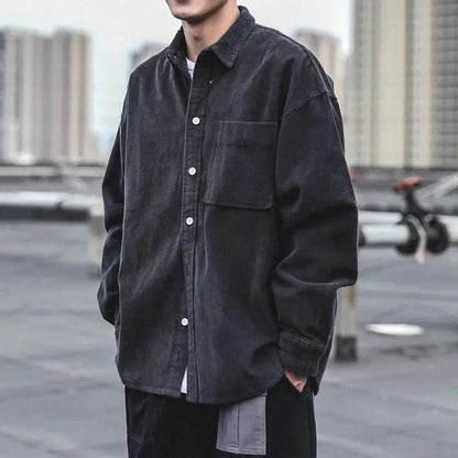 Retro Korean Casual Polyester Men's Daily Shirt