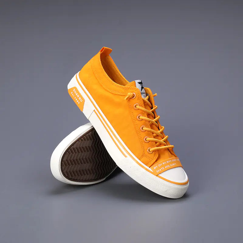 Men's Casual Lace-Up Flat Canvas Shoes - Trendy Style