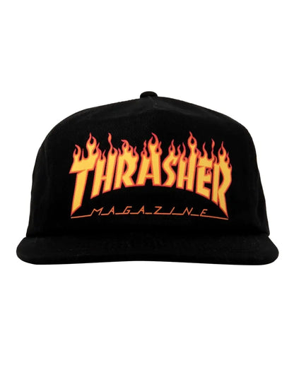 Thrasher Skateboard Magazine Snapback Printed Flame Logo Skate Hat Black One Size