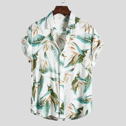 Men's Floral Short-Sleeved Casual Shirt
