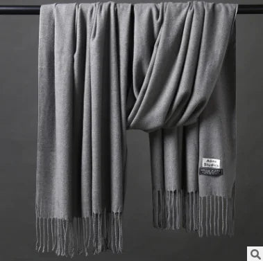 Autumn Winter Tassel Faux Cashmere Scarf for Women