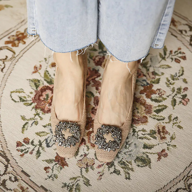 Korean Style Metal Buckle High Heel Shoes for Women