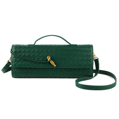 Woven Handbag for Women Evening Bag Woven Leather Shoulder Handbag Clutch Purse Casual Tote Bags Green