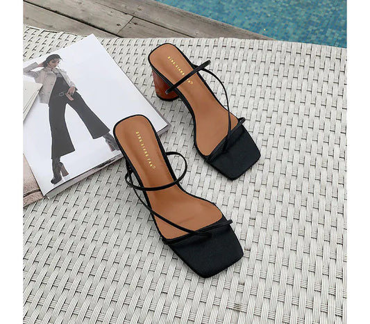 Classic Square-Toe Chunky Heeled Sandals (Summer 2020)