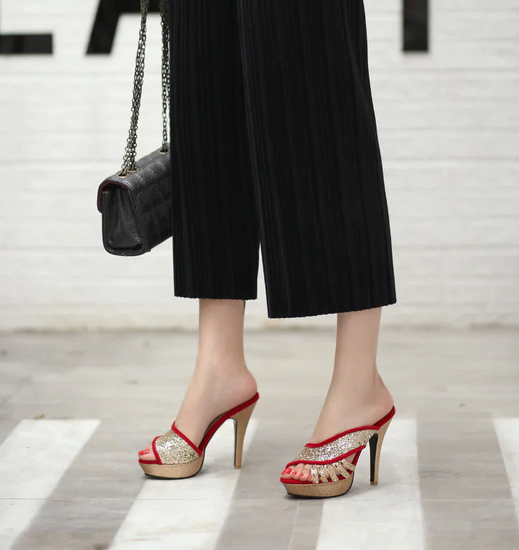 Slippers, High Heels, Rivet Sequins Collection